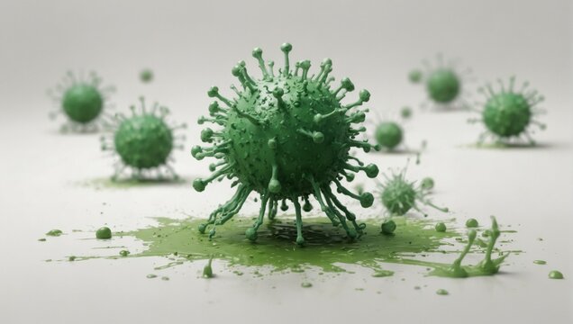 A green virus on a white background