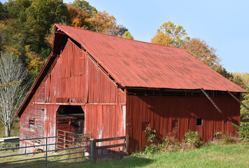 Barn is Red With Red Roof