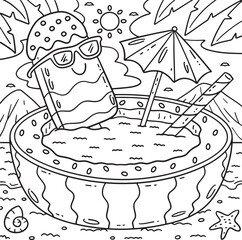 Ice Cream Popsicle on Watermelon Pool Coloring 