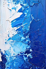 Blue and white oil paint on canvas. Abstract background for design.