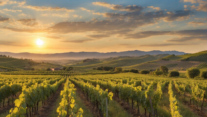 Fototapeta premium vineyard in autumn,vineyard at sunset