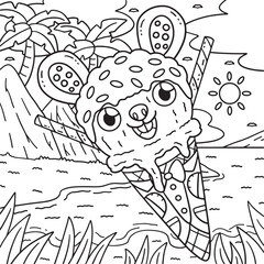Ice Cream Rabbit Cone Coloring Page for Kids