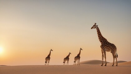 giraffes in the savannah in Bright Colours 