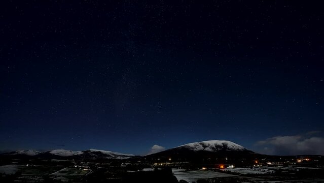 Ireland night scape low clouds time lapse. High quality 4k footage