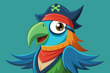 Daring pirate parrot with an eye patch and bandana