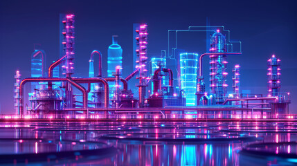 oil and gas power plant refinery with storage tanks facility for oil production or petrochemical factory infrastructure and demand price chart concepts 