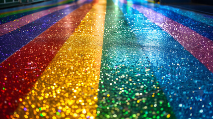 Shiny rainbow colored floor, glitter lgbtq background