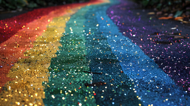 Shiny rainbow colored floor, glitter 