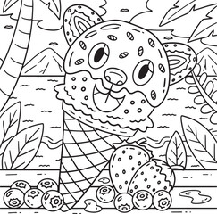 Ice Cream Bear Coloring Page for Kids
