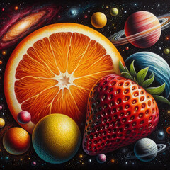 Poster fruits and space. - 786661745