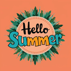 Hello summer colorful vector art illustration with different customized vector illustration art