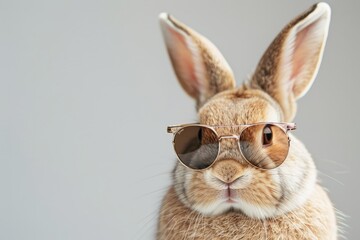 Fashionable Bunny with Sunglasses, Minimalist Animal Style