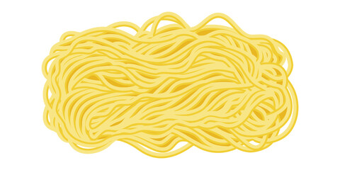 Isolated yellow ramen noodles. Abstract pattern of Italian spaghetti pasta, macaroni. Asian food. Vector illustration.