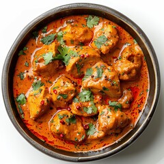 ndian traditional butter chicken on a white background " ai generated "