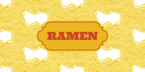 Seamless pattern with ramen noodles. Background of pasta, spaghetti. Noodle texture. Vector illustration.
