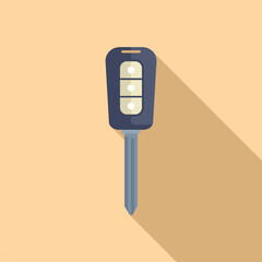 Long key control icon flat vector. Vehicle security. Safety alarm start
