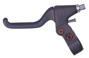 Plastic bicycle brake lever on isolated background.