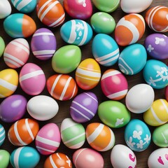Fototapeta na wymiar Colorful Easter eggs greeting in bright colours 