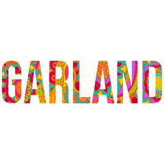 Garland, Texas colorful pattern city logo.  Use for typography design, posters,headline, card, logo, t-shirt print,travel blogs