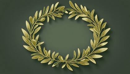 Golden olive branch wreath in bright colours 