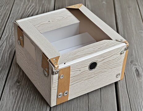 Cute illustration box made of white gray in bright colours 