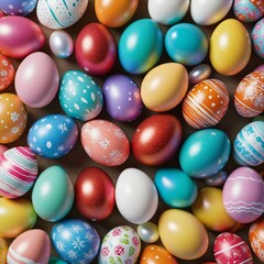 Fototapeta na wymiar Colorful Easter eggs wallpaper in bright colours 