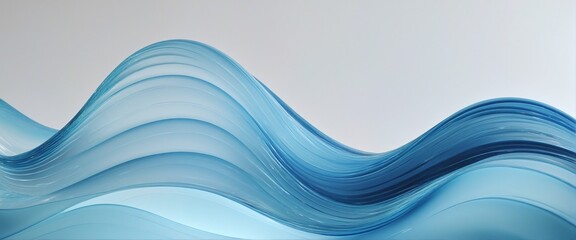 Abstract blue wavy shape in Bright Colours 3d render