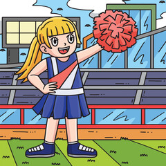 Cheerleading Girl Cheerleader Colored Cartoon 