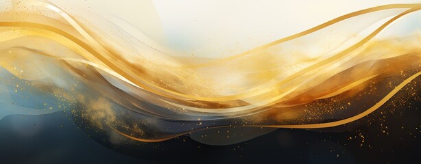Golden glitter wave over black and white background