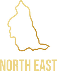 North East (UK) outline golden map