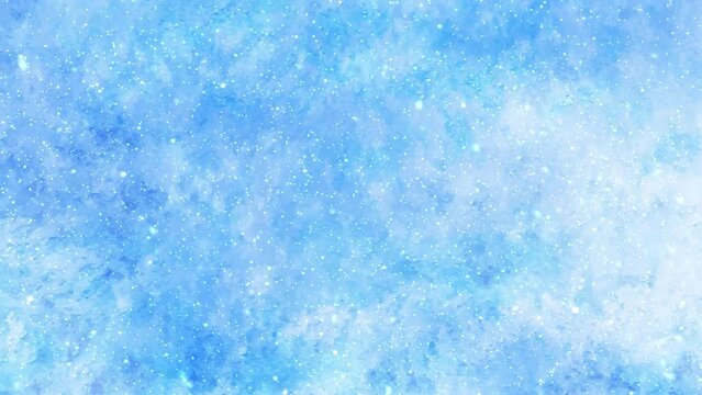 Christmas animated blue winter footage with snowflakes and frozen window. Snowfall. Frost. Happy New Year! Merry Christmas! Vj loops. Frozen glass. Holiday backdrop. 4K
