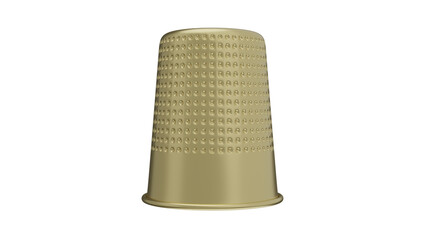 Golden sewing thimble isolated on transparent and white background. Sewing concept. 3D render