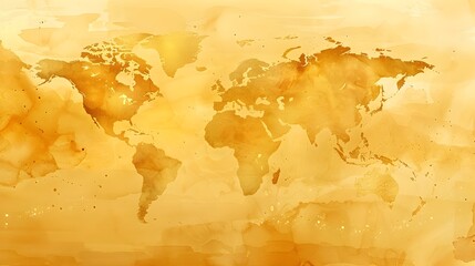Minimalist Watercolor World Map with Gradient Hues Showcasing the Precious Beauty of Our Planet - obrazy, fototapety, plakaty