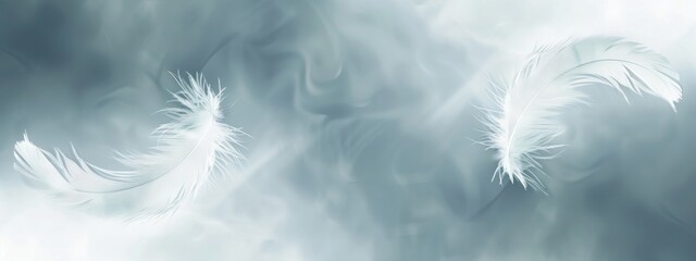 Ethereal White Feathers Floating Lightly on Air, Symbolizing Purity and Serenity