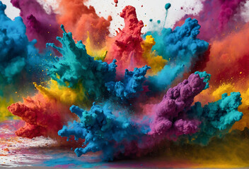 Obraz na płótnie Canvas abstract colorful background flow on white color burst powder