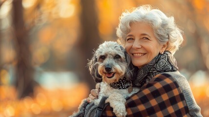 Smiling Lady with Dog in Park - Heartwarming 8K Portrait