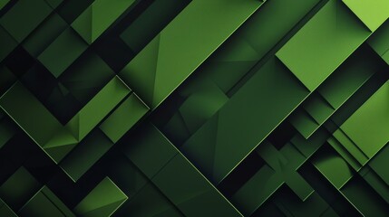An abstract image featuring a series of green geometric shapes with a glossy finish, creating a sleek and modern design...