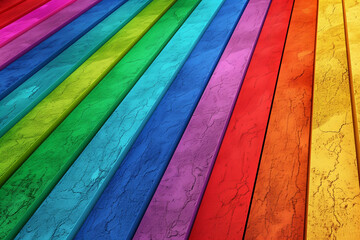 Fototapeta premium Colorful diagonal wooden planks with a cracked texture