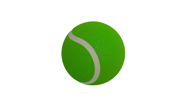 Green ball for tennis isolated on transparent and white background. Sport concept. 3D render