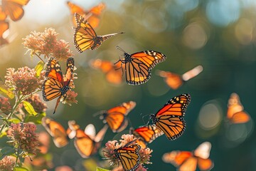 Intricate and delicate monarch butterflies during migration, Marvel at the intricate and delicate...
