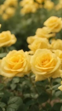 yellow roses growing beautifully in a garden
