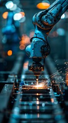 Industrial robotic arm are welding 