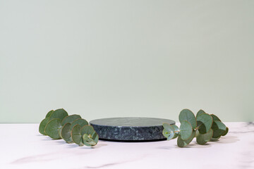 Stylish eucalyptus-themed presentation podium