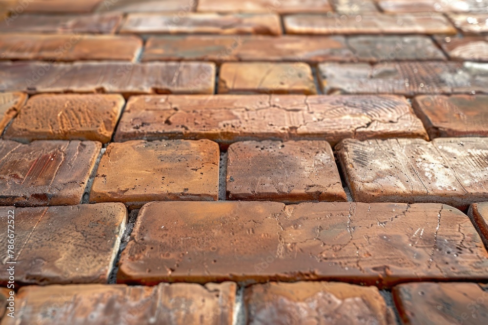 Poster close up of a cat sitting on a brick floor, suitable for various projects