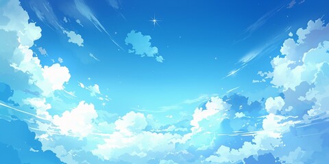 Clear blue manga style sky background, 