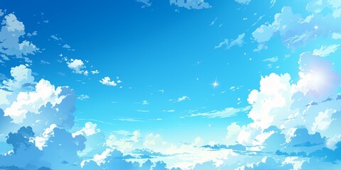 Clear blue manga style sky background, 