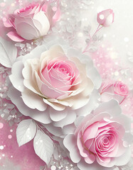 Pink and White Roses with Space for Your Romantic Message
