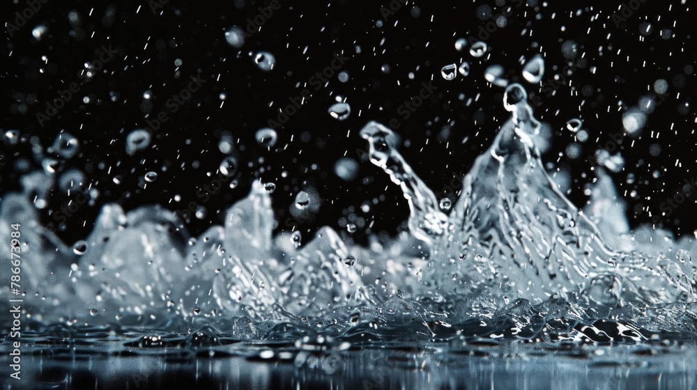 Poster clear water splash on calm lake surface. ideal for nature and relaxation concepts