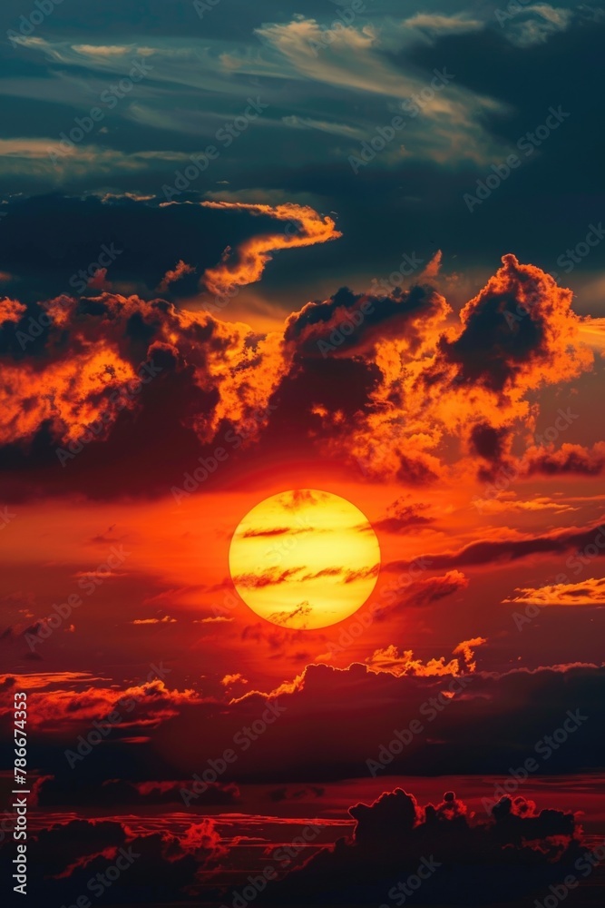 Aufkleber A beautiful sunset with colorful clouds in the sky. Suitable for various design projects