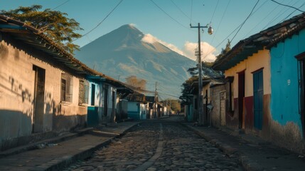 Fototapeta premium Street With Mountain in Background